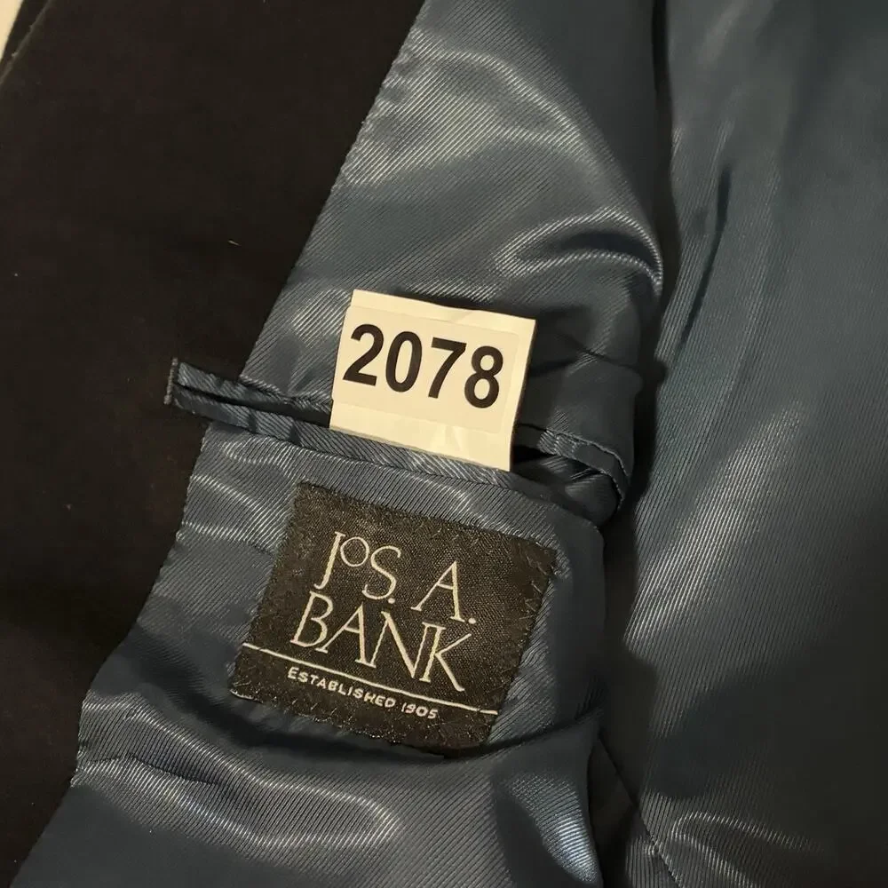 Jos A Bank Exec. Collection 44XL Black Wool Silk 70/30 Tailored Fit Sport Coat